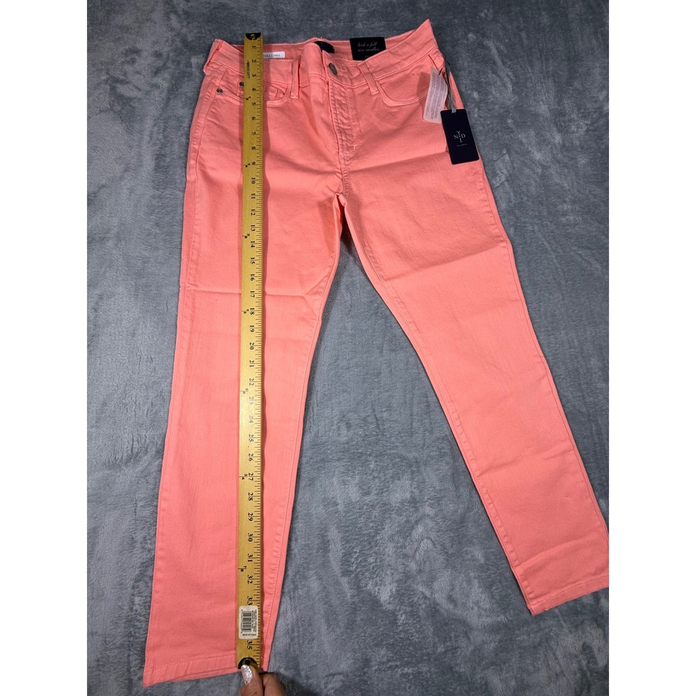 NYDJ Clarissa Ankle Skinny Jeans Bright Coral Pink Womens Size 10P Petite NWT - Picture 7 of 14